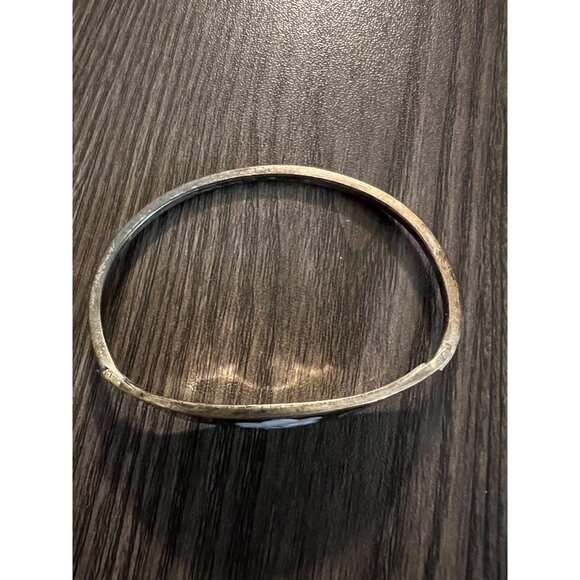 Vintage Mexican Silver & Enamel Bangle Bracelet With Floral Design - Picture 2 of 6